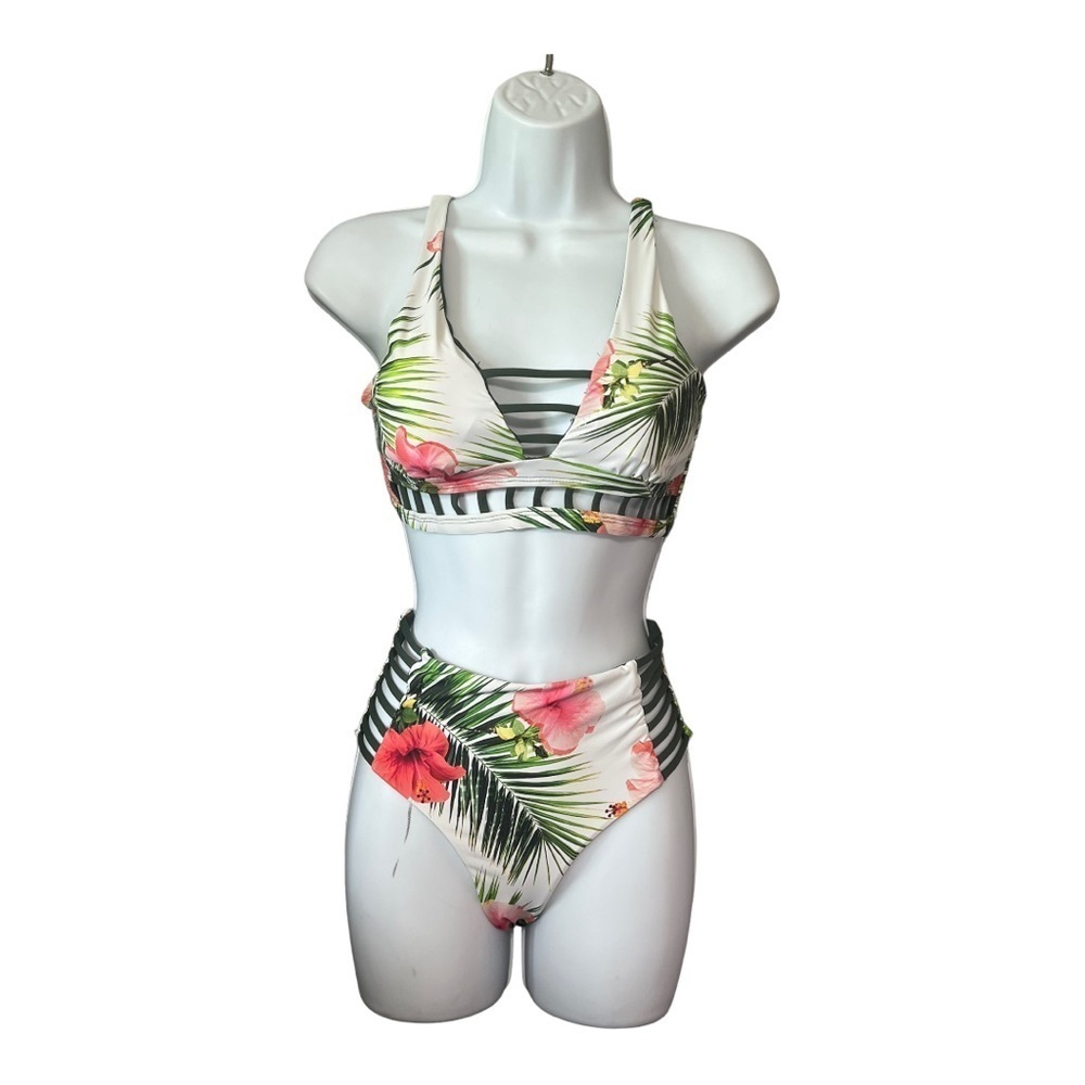 TiniBikini Reversible 2PC Bikini Swimsuit HighWaist Bottoms Cutout Bralette XS